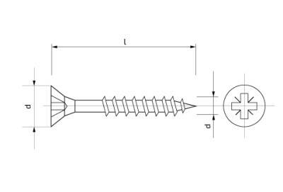 Vrut se zápustnou hlavou s křížovou drážkou částečný závit 5 x 140 mm Zn