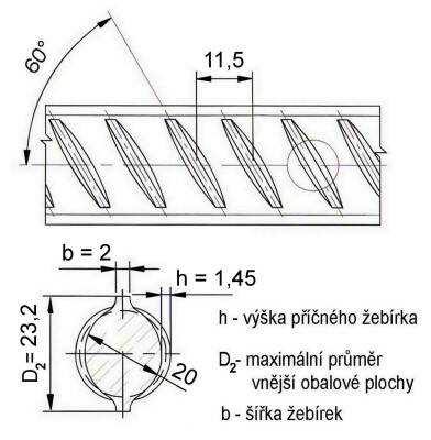 Betonářská ocel Ø 20 mm rovná - 6 m