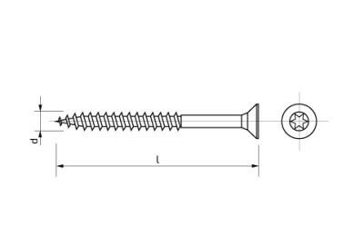 Vrut se zápustnou hlavou na torx částečný závit – 6 × 80 mm A2