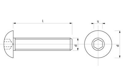 Šroub s půlkulatou hlavou na imbus 6 x 30 mm Zn 10.9