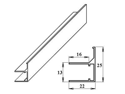 Profil U/F hliníkový přírodní – 10 mm / 2,1 m