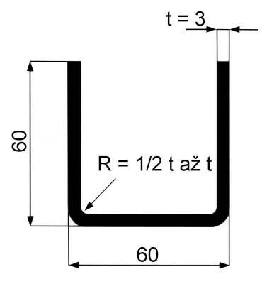 Jekl otevřený U 60 x 60 x 3 mm