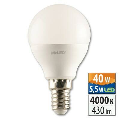 Žárovka kapka LED 5,5W (40W) 430/200° 230V E14, 4000K