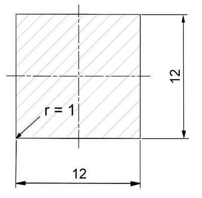 Čtvercová ocel nerezová 12 x 12 mm tažená BRUS 240 AISI 304