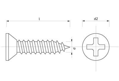 Šroub do plechu se zápustnou hlavou 4,2 x 16 mm Zn