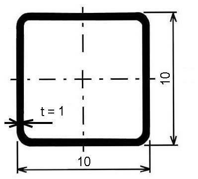 Jekl čtvercový 10 x 10 x 1 mm tažený