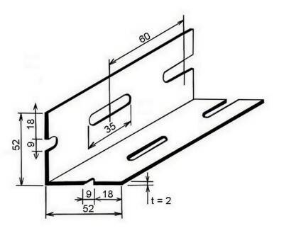 Profil L 52 x 52 x 2 mm děrovaný